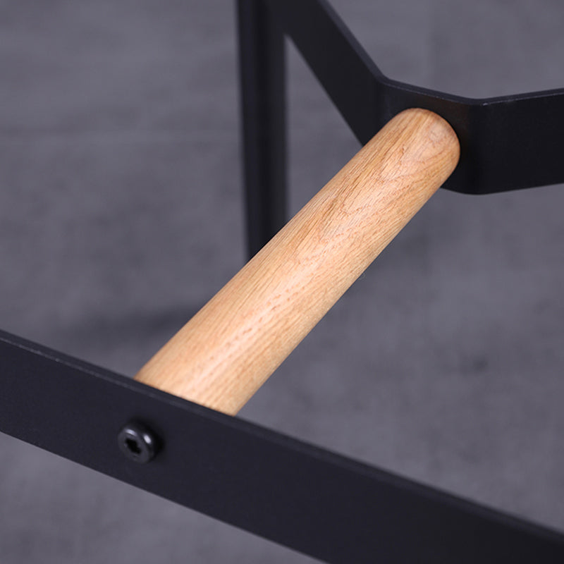 Taburetes de bar negros escandinavos, taburetes de bar sin respaldo de madera y metal con asiento redondo