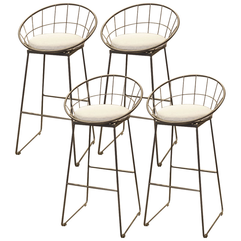Tabourets de comptoir scandinaves en métal et tissu, tabourets de bar blancs à dossier bas avec siège rond