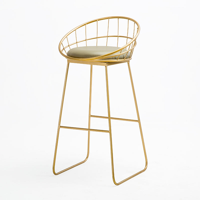 Tabourets de comptoir scandinaves en métal et tissu, tabourets de bar blancs à dossier bas avec siège rond