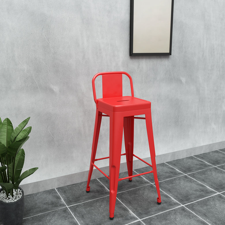 Modern Squared Counter Stools Armless Iron Indoor Bar Stool with Footrest