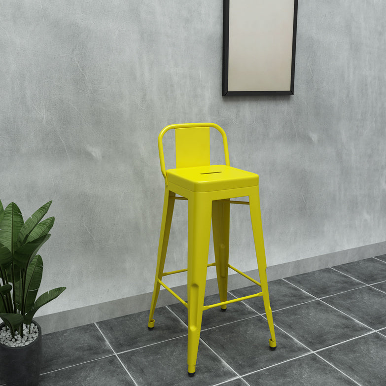 Modern Squared Counter Stools Armless Iron Indoor Bar Stool with Footrest