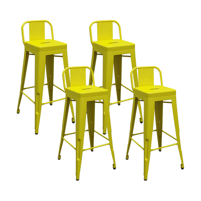 Modern Squared Counter Stools Armless Iron Indoor Bar Stool with Footrest