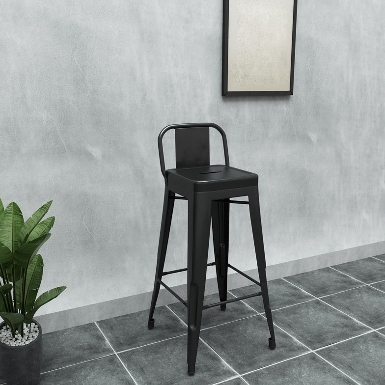 Modern Squared Counter Stools Armless Iron Indoor Bar Stool with Footrest