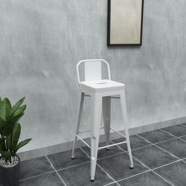 Modern Squared Counter Stools Armless Iron Indoor Bar Stool with Footrest