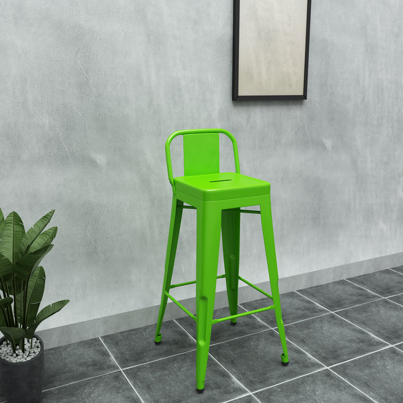 Modern Squared Counter Stools Armless Iron Indoor Bar Stool with Footrest