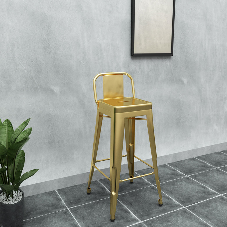 Modern Squared Counter Stools Armless Iron Indoor Bar Stool with Footrest