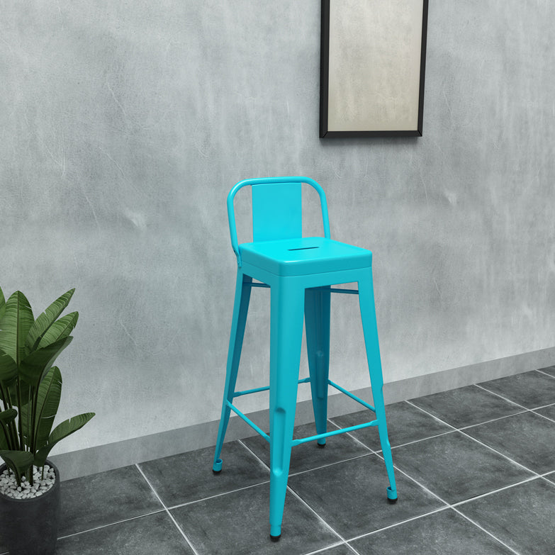 Modern Squared Counter Stools Armless Iron Indoor Bar Stool with Footrest