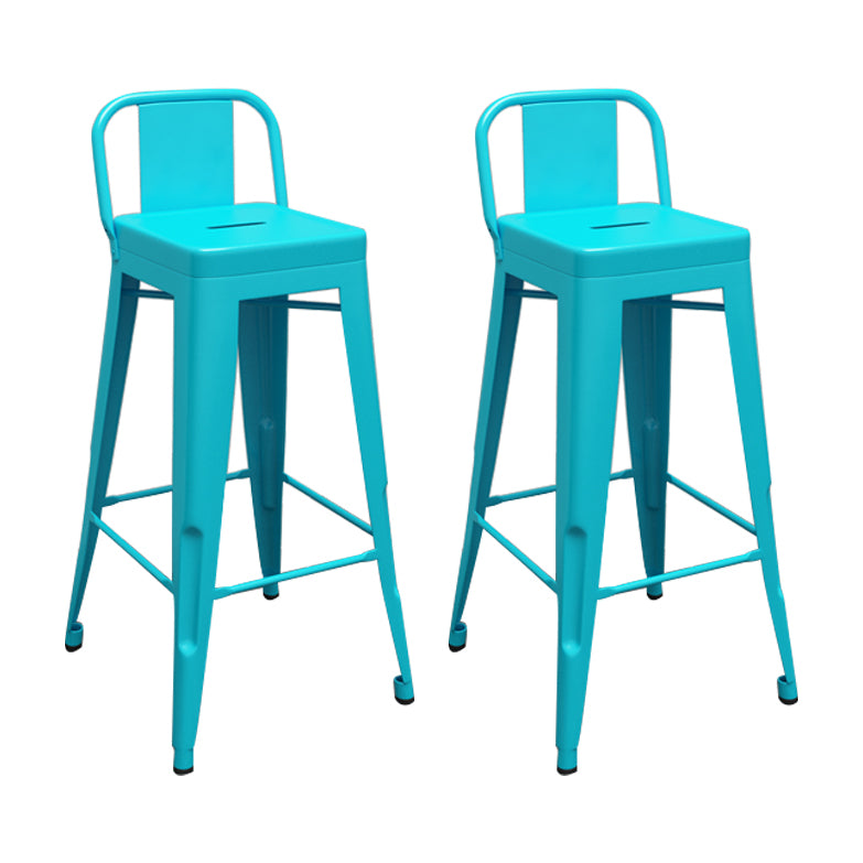 Modern Squared Counter Stools Armless Iron Indoor Bar Stool with Footrest
