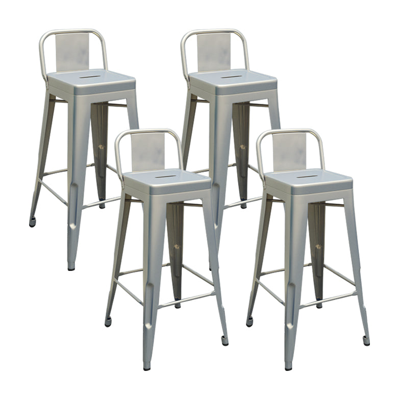 Modern Squared Counter Stools Armless Iron Indoor Bar Stool with Footrest