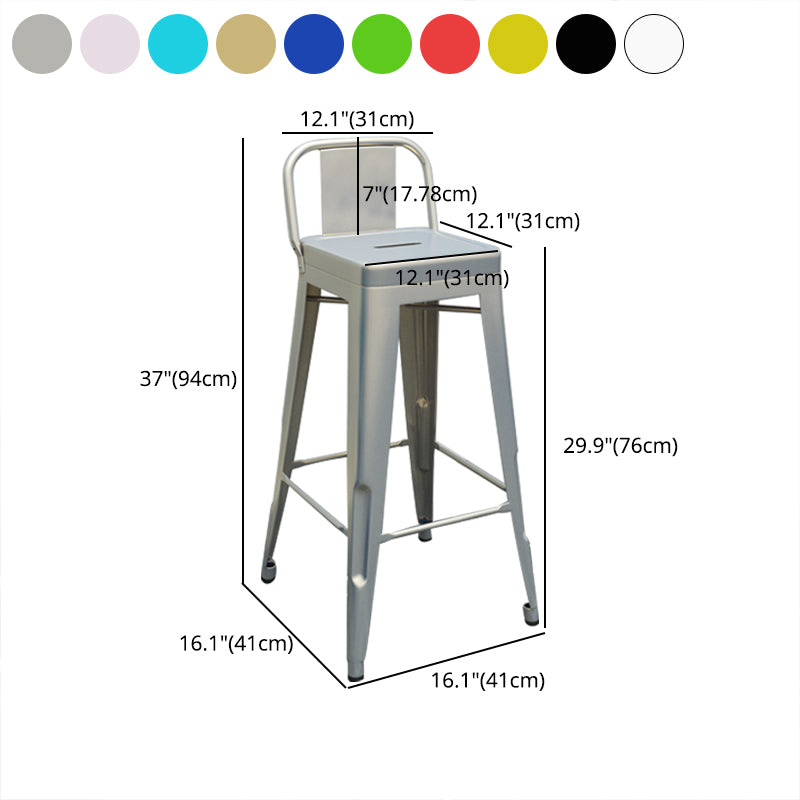 Modern Squared Counter Stools Armless Iron Indoor Bar Stool with Footrest