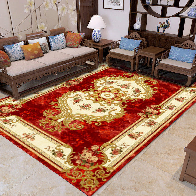 Green Luxury Rug Graphic Rug Non-Slip Backing Rug for Living Room