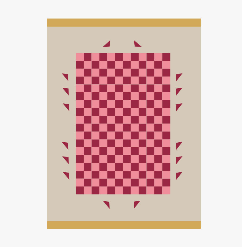 Artistic Modern Rug Pink Check Rug Non-Slip Backing Rug for Living Room
