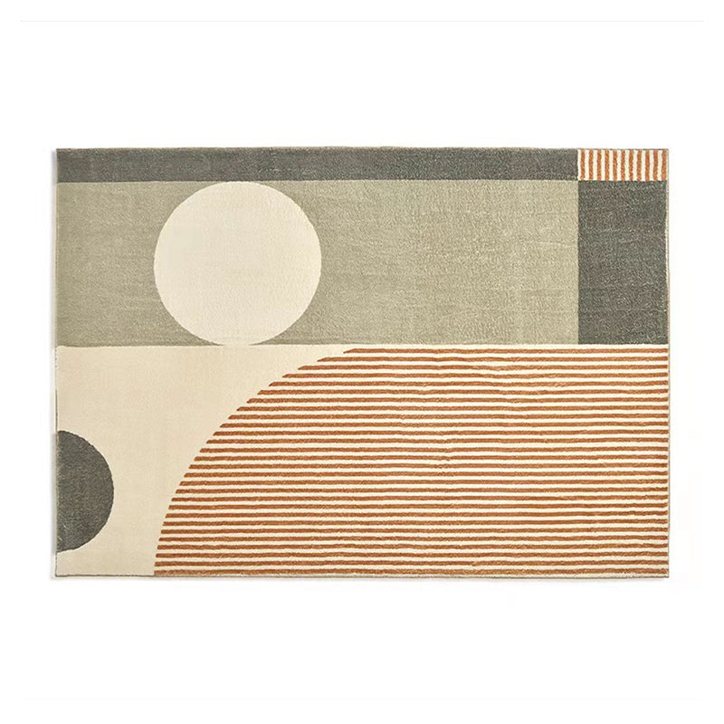 Beige Modern Carpet Polyester Irregular Line Carpet Washable Carpet for Home Decor