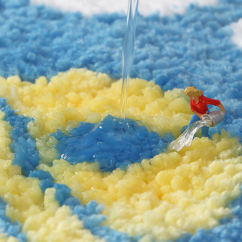 Black Texture Rug Polyester Modern Rug Non-Slip Backing Rug for Home Decor