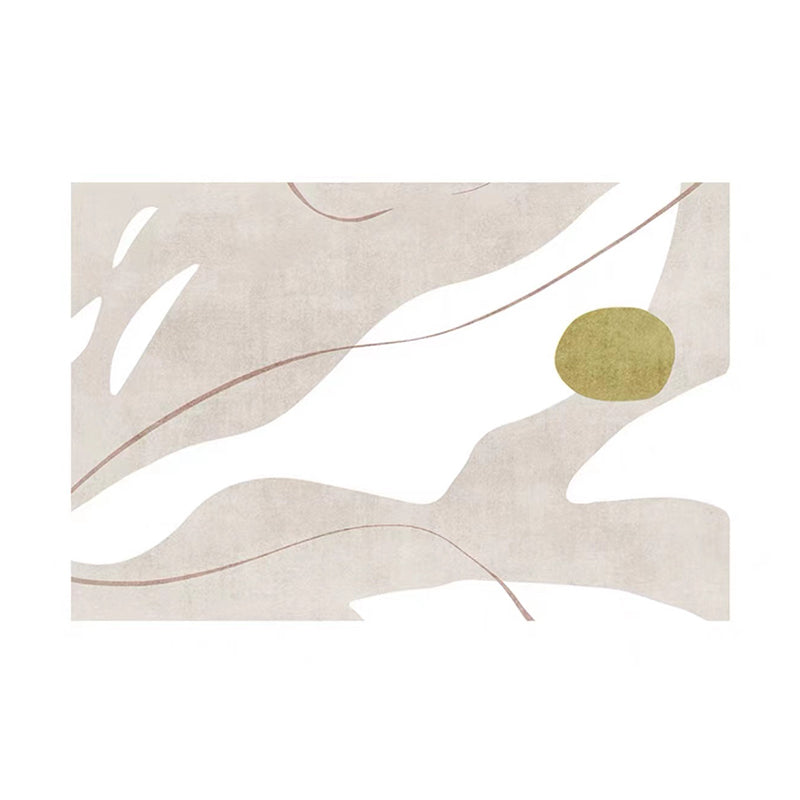 White Color Block Rug Polyester Modern Rug Stain Resistant Rug for Drawing Room