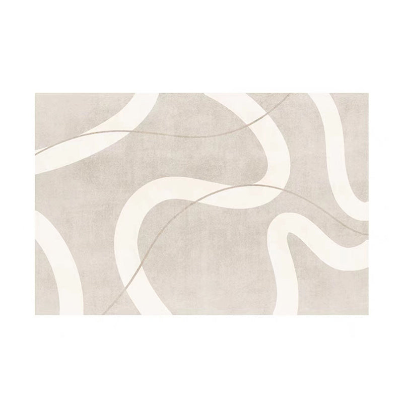 White Color Block Rug Polyester Modern Rug Stain Resistant Rug for Drawing Room