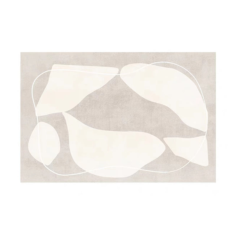 White Color Block Rug Polyester Modern Rug Stain Resistant Rug for Drawing Room