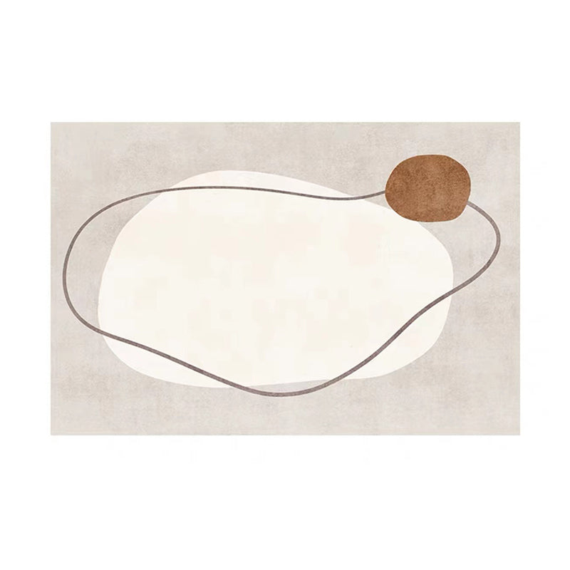 White Color Block Rug Polyester Modern Rug Stain Resistant Rug for Drawing Room