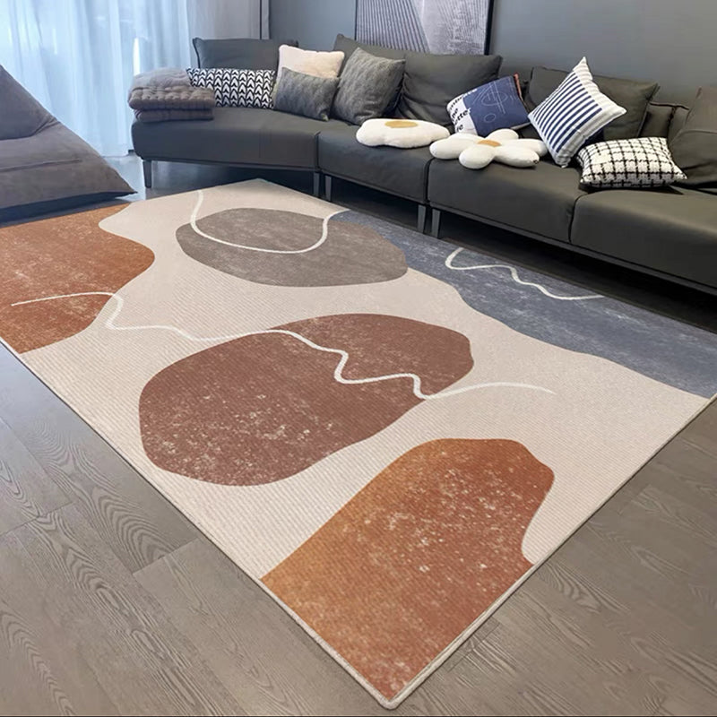 Dark Brown Modern Rug Polyester Color Lump Rug Non-Slip Rug for Living Room