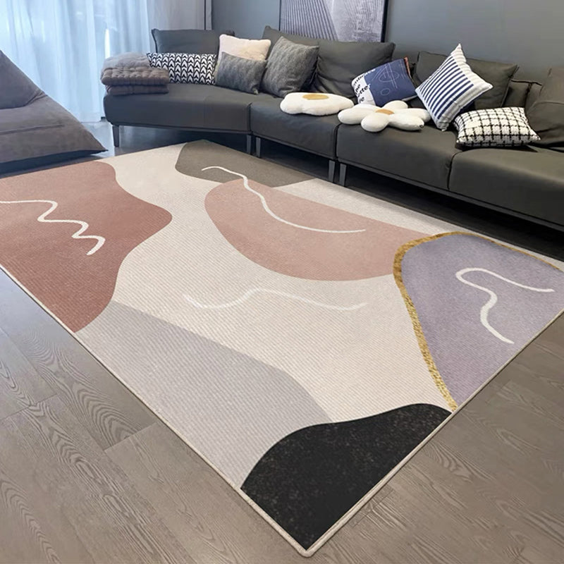 Dark Brown Modern Rug Polyester Color Lump Rug Non-Slip Rug for Living Room