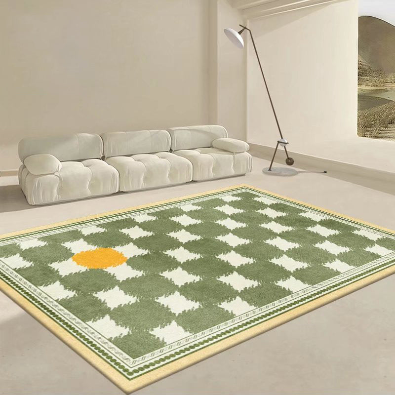 Apricot Curve Rug Polyester Simple Rug Non-Slip Backing Rug for Drawing Room