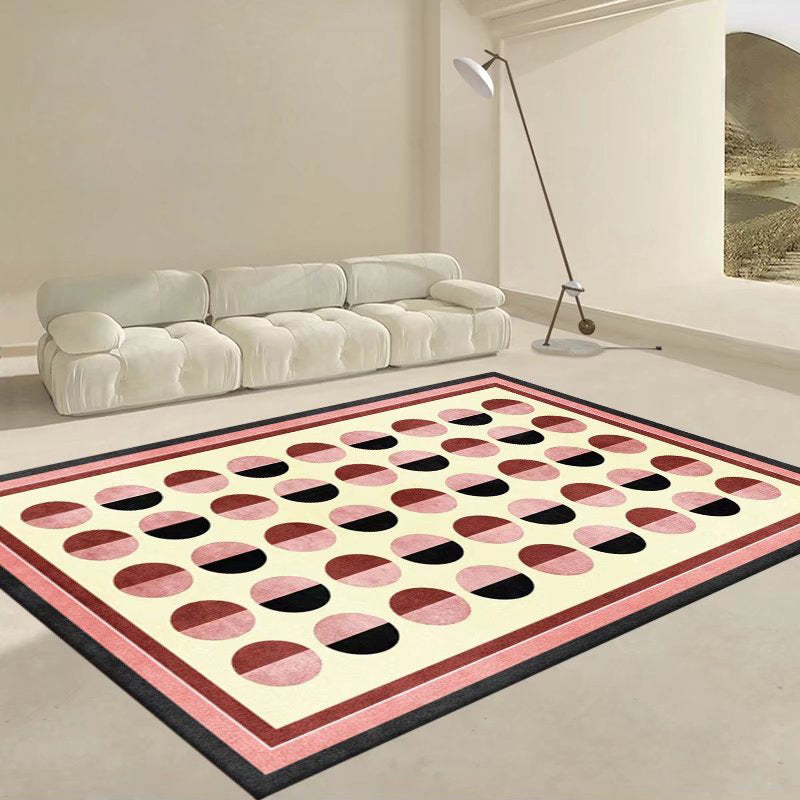 Apricot Curve Rug Polyester Simple Rug Non-Slip Backing Rug for Drawing Room