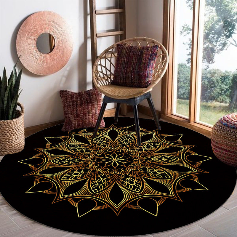 Gold Bohemian Rug Polyéster Alfombra gráfica Alfombra lavable para sala de estar