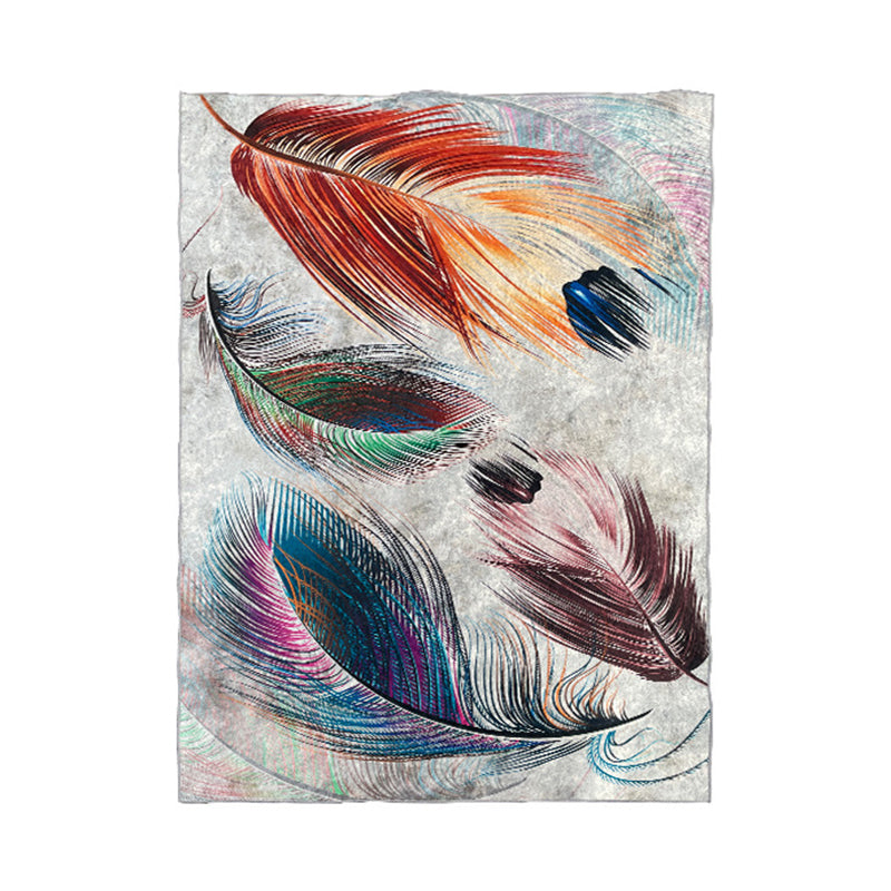 Orange Modern Rug Polyester Feather Rug Non-Slip Backing Rug for Drawing Room