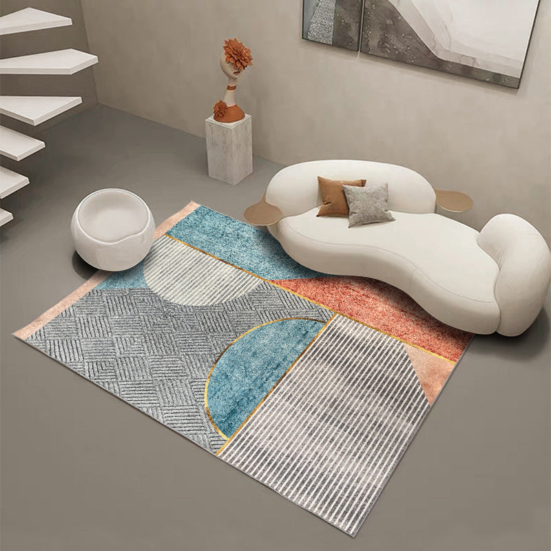 Gray Modern Rug Polyester Striped Rug Stain Resistant Rug for Home Decor