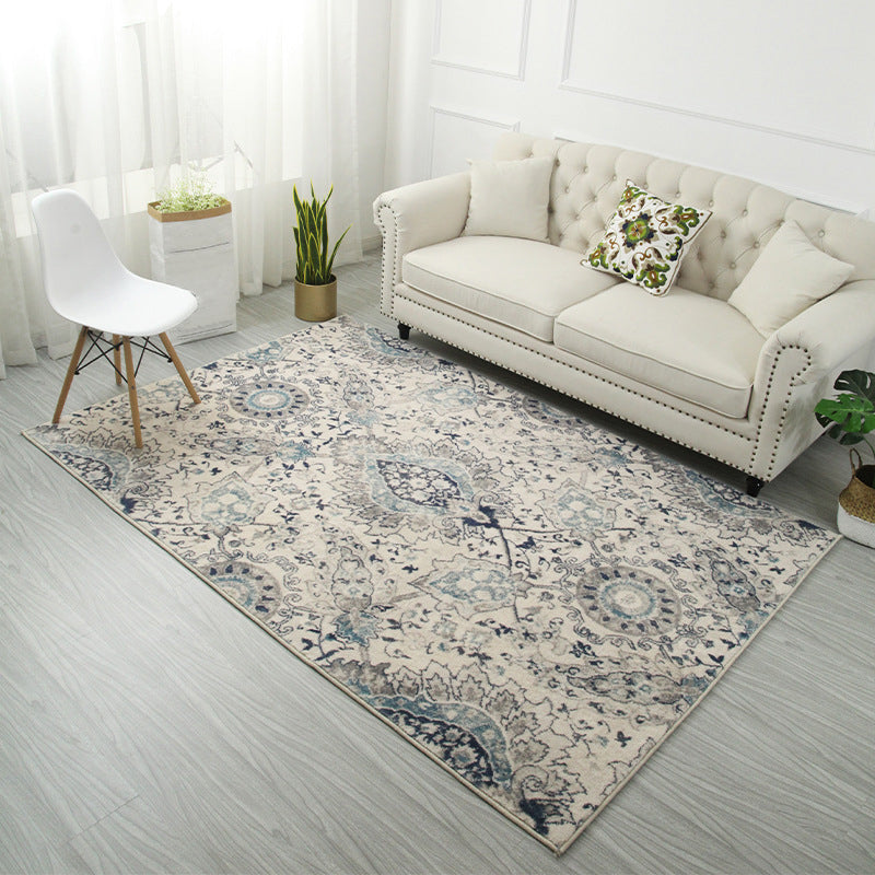 Beige medaillon tapijt polyester modern tapijt niet-slip achterste tapijt voor woonkamer
