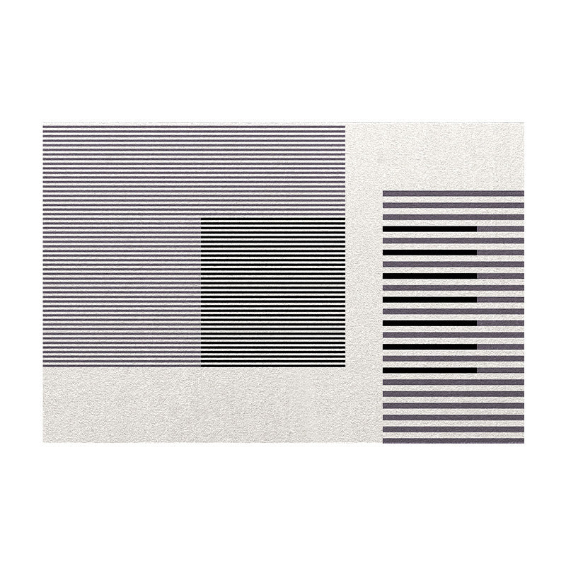 Light Beige Modern Rug Polyester Striped Rug Non-Slip Backing Rug for Drawing Room