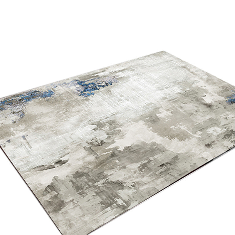 Gray Modern Rug Polyester Industrial Rug Non-Slip Backing Rug for Drawing Room