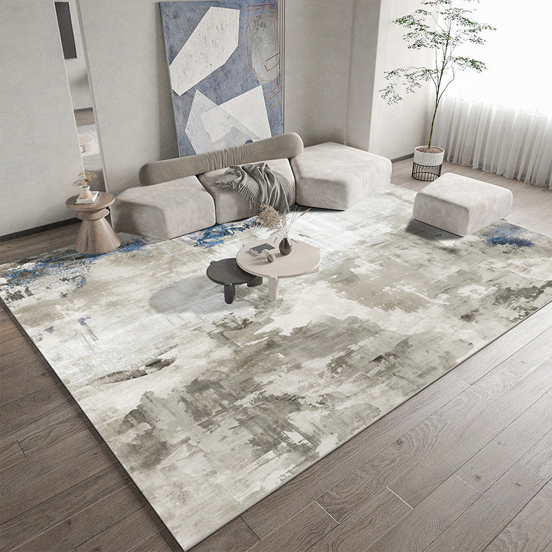 Gray Modern Rug Polyester Industrial Rug Non-Slip Backing Rug for Drawing Room