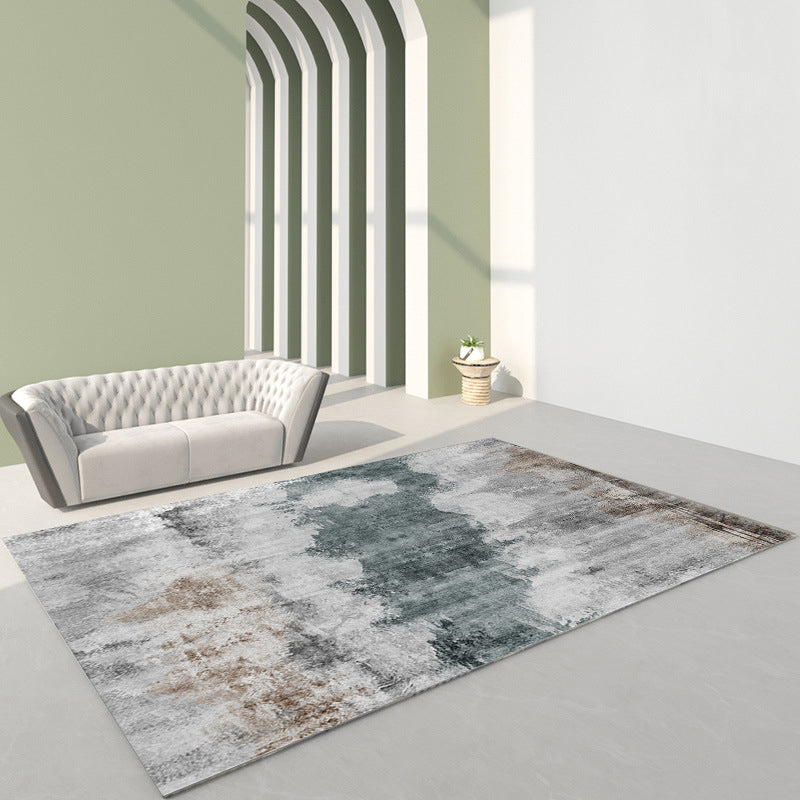 Gray Modern Rug Polyester Industrial Rug Non-Slip Backing Rug for Drawing Room