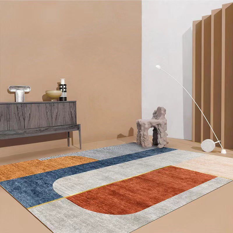 Orange Contemporary Carpet Polyester Striped Carpet Washable Carpet for Living Room