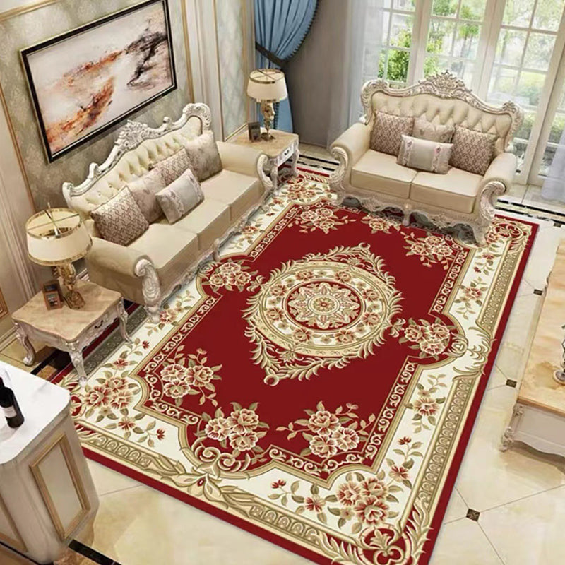 Navy Bohemian Carpet Polyester Graphic Carpet Washable Carpet for Living Room