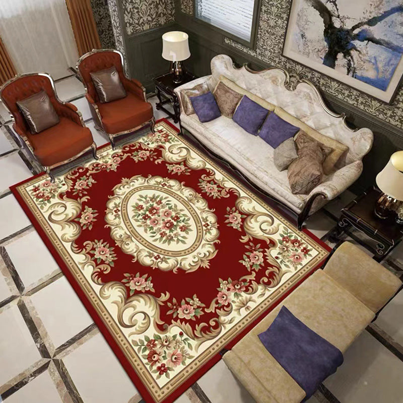 Navy Bohemian Carpet Polyester Graphic Carpet Washable Carpet for Living Room