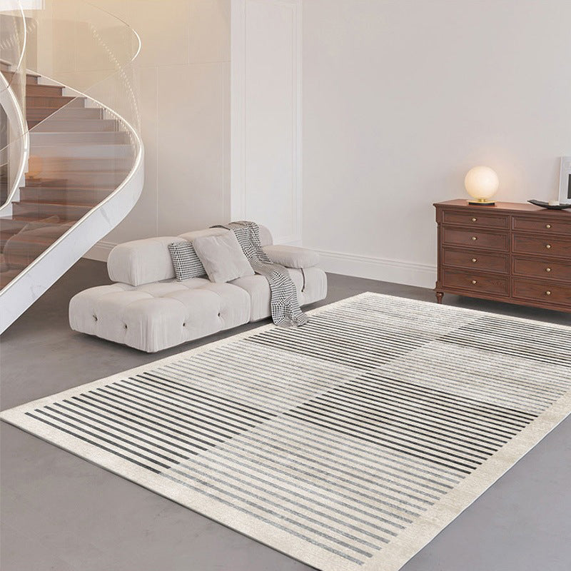Light Gray Modern Carpet Polyester Line Carpet Washable Carpet for Living Room