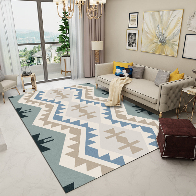 Beige Abstract Pattern Rug Polyester Simple Rug Non-Slip Backing Rug for Home Decor