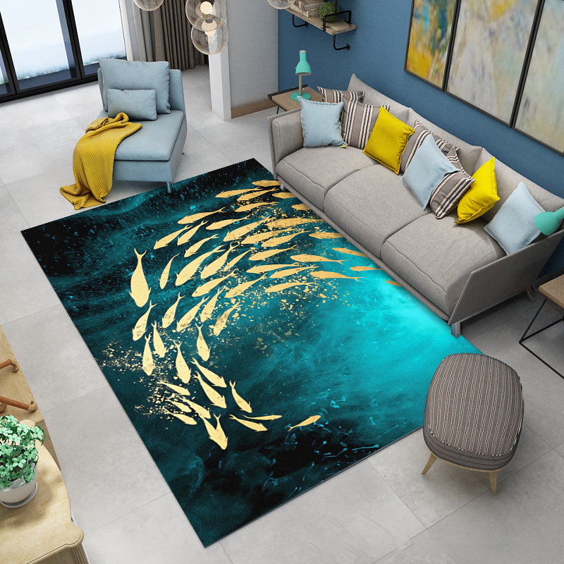 Beige Abstract Pattern Rug Polyester Simple Rug Non-Slip Backing Rug for Home Decor