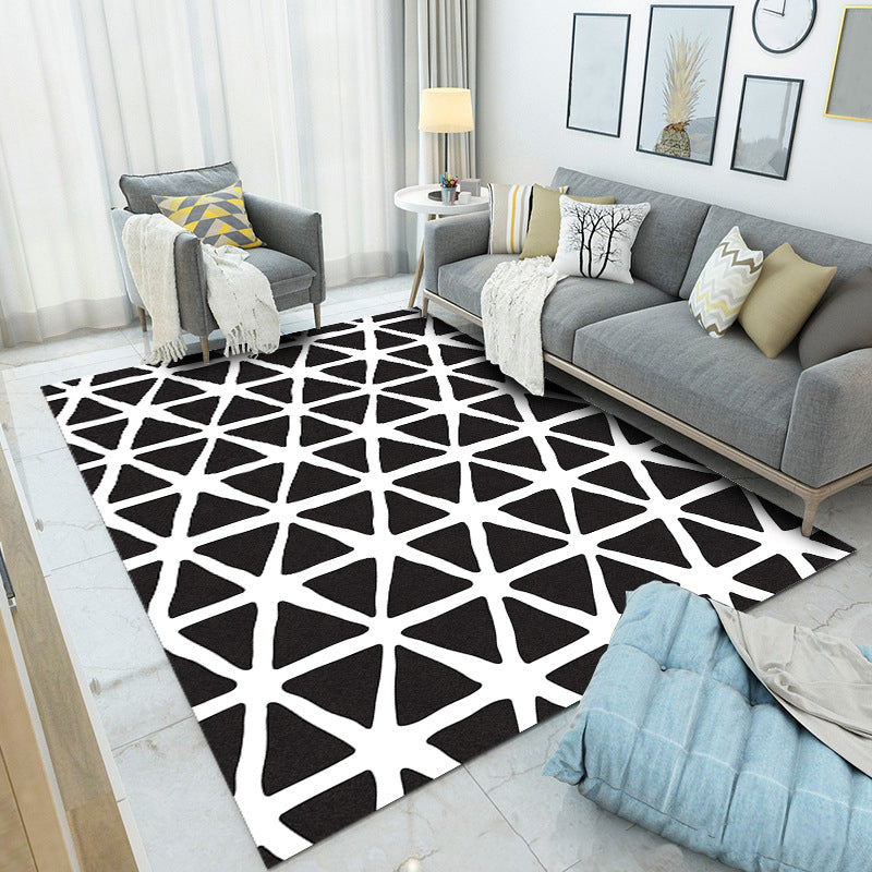 Beige Abstract Pattern Rug Polyester Simple Rug Non-Slip Backing Rug for Home Decor