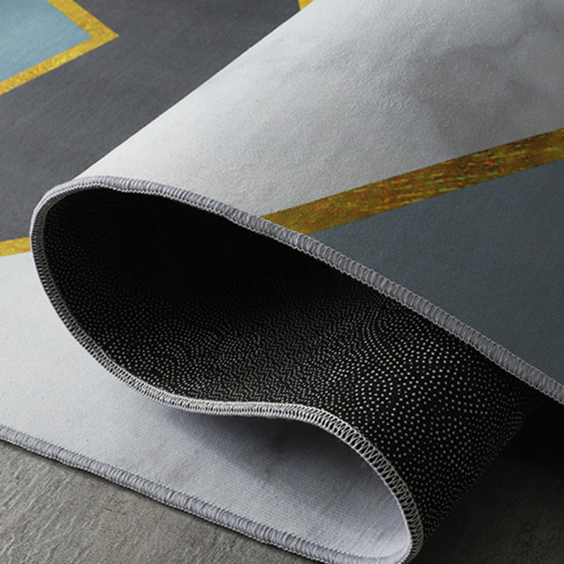 Gold Abstract Line Rug Polyester Simple Indoor Rug Washable Rug for Home Decor