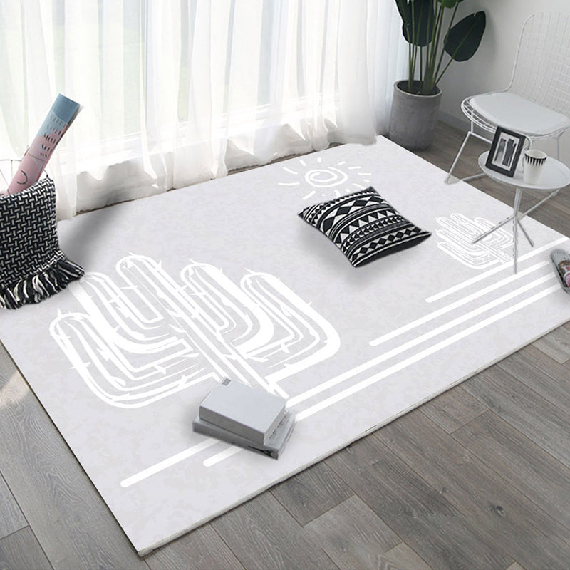 Gray Modern Rug Polyester Irregular Line Rug Washable Rug for Home Decor