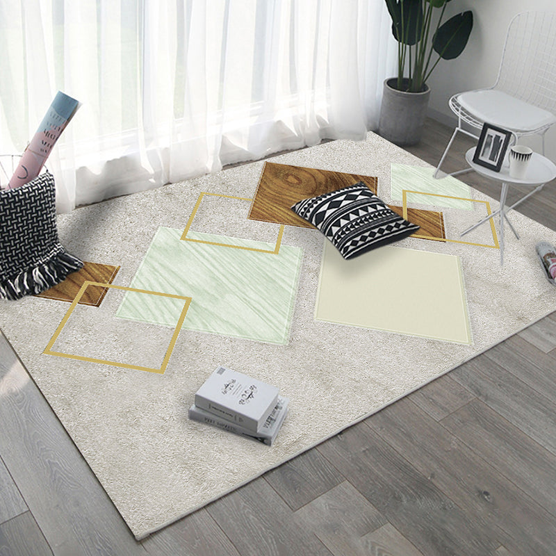 Gray Modern Rug Polyester Irregular Line Rug Washable Rug for Home Decor