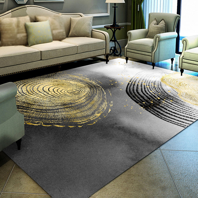 Blue Contemporary Rug Polyester Striped Rug Non-Slip Backing Rug for Living Room