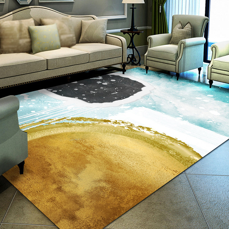 Alfombra de poliéster de alfombra contemporánea azul