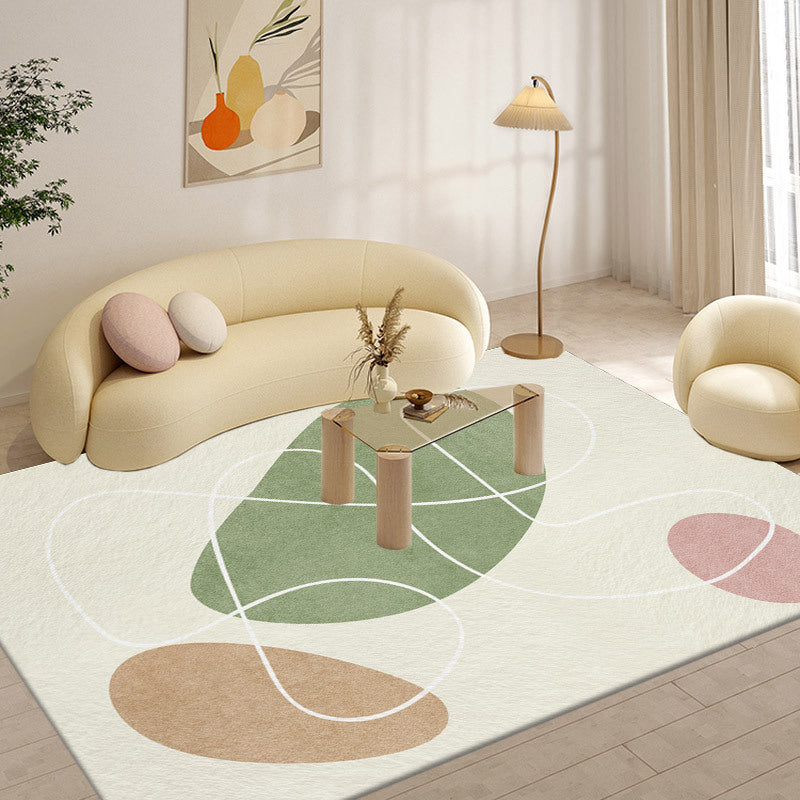 Orange Nordic Rug Polyester Color Piece Rug Non-Slip Backing Rug for Drawing Room