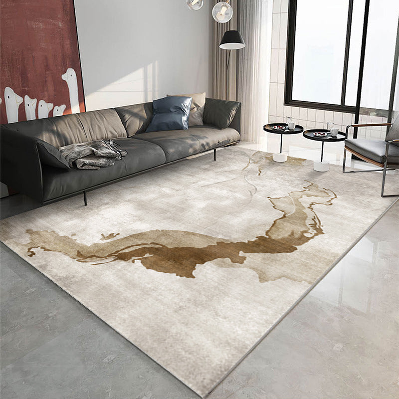 Purple Contrast Color Rug Polyester Modern Rug Washable Rug for Living Room