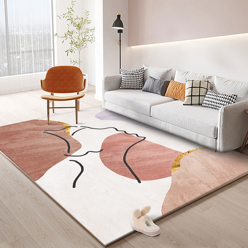 Purple Contrast Color Rug Polyester Modern Rug Washable Rug for Living Room