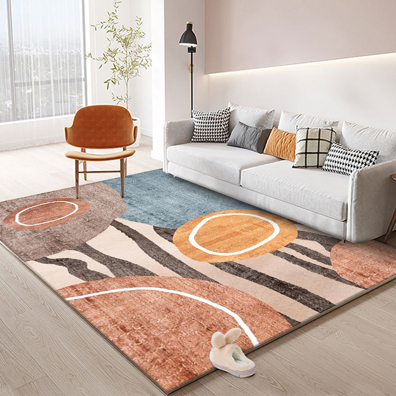 Purple Contrast Color Rug Polyester Modern Rug Washable Rug for Living Room